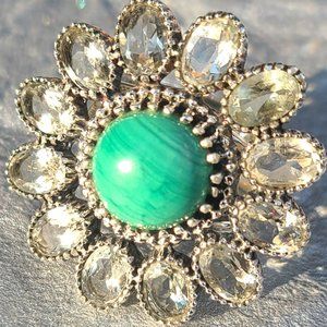 Malachite ring size 8-Sterling Silver. Adjustable
